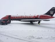 The WWE's official corporate jet was grounded due to heavy snow a few years ago.